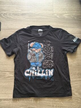 Ring of Fire Black Tee with Blue and Gray Graphic